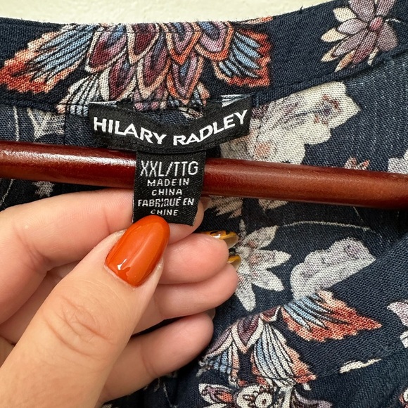 Hilary Radley Rayon Button Up Blouse With Drawstring Waist Tunic - Picture 2 of 6